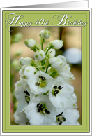 40th Birthday Card-White Delphinium card