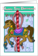 Carousel Pony Happy 5th Birthday card