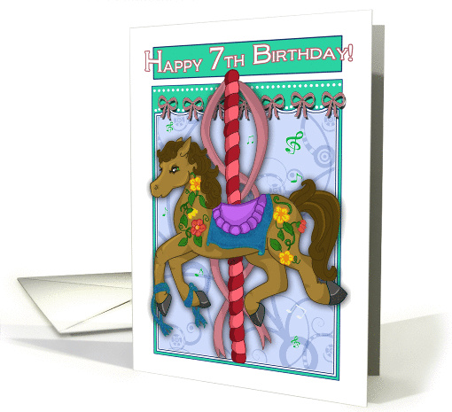 Carousel Pony 7th Birthday card (502251)