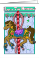 Carousel Pony 7th Birthday card