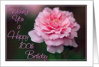 Wishing You a Happy 100th Birthday with Pink Rose Photo Card