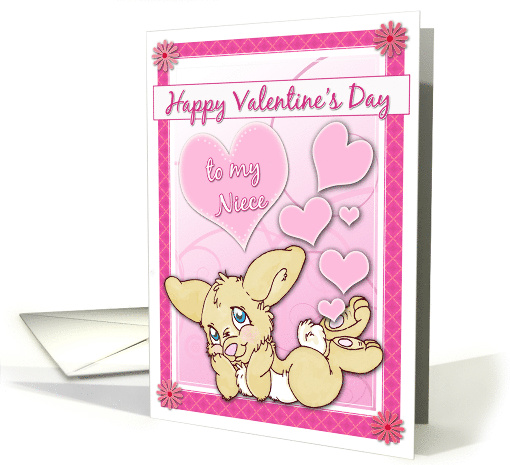 Happy Valentines Day to my Niece with Bunny With Hearts card (552414)