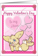 Happy Valentines Day to my Niece with Bunny With Hearts card