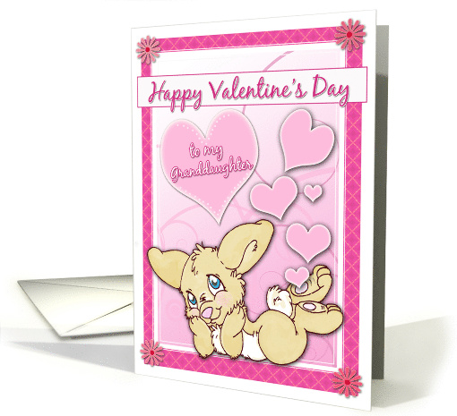 Happy Valentines Day to my Granddaughter with Bunny With Hearts card