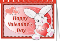 Happy Valentines Day to my Nephew Bunny With Hearts card