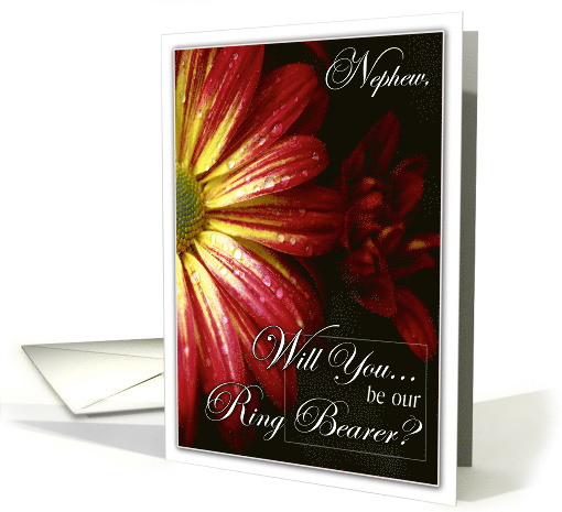Nephew Will You Be our Ring Bearer with Red and Yellow Daisy card