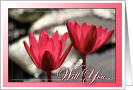 Will You Be My Chief Bridesmaid? Pink Water Lilies card
