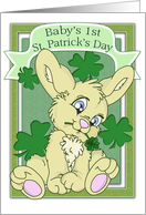 Baby’s 1st St. Patrick’s Day with Bunny Holding Clover card