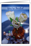 Wedding Invitation with Vase of Tulips Photo card