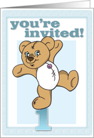 1st Birthday Party Invitation with Teddy Bear card