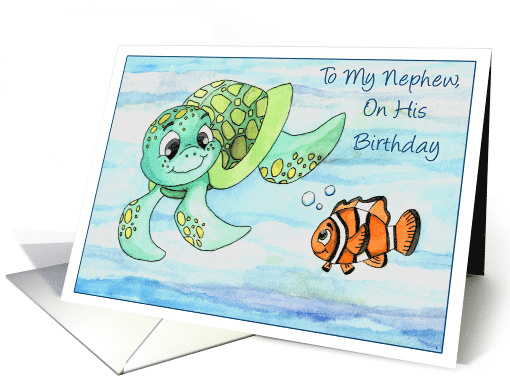 Nephew Birthday with Sea Turtle and Clown Fish Friends card (602495)