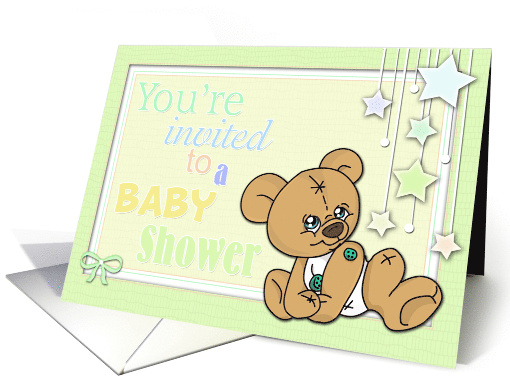 You're Invited to a Baby Shower-Button Bear card (602541)