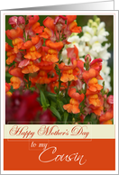 Happy Mother’s Day to My Cousin with Snapdragons card