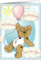 Birthday Wishes. Button Bear with Balloon card
