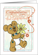 Button Bear with Flower Congratulations on Your Girl Scout Award card