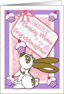 Sweet Birthday Wishes for Granddaughter- Bunny Balancing Cupcake card