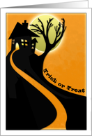 Haunted House, Trick or Treat Halloween Card