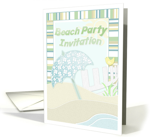 Beach Party Invitation with Umbrella on the Beach card (696937)