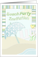Beach Party Invitation with Umbrella on the Beach card