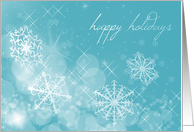 Teal Happy Holidays with Snowflakes and Sparkles card