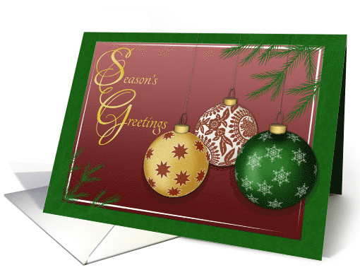 Season's Greetings with hanging Christmas Ornaments card (721760)