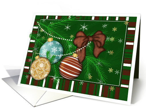 Christmas Ornaments and Pine Illustration for Pen Pal card (731540)