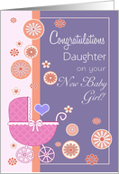 Congratulations Daughter On Your New Baby Girl-baby carriage card