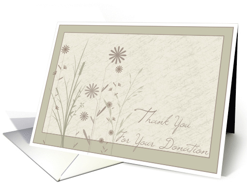 Thank You for Your Donation with Neutral Texture and flowers card
