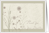 Thank You for Your Donation with Neutral Texture and flowers card
