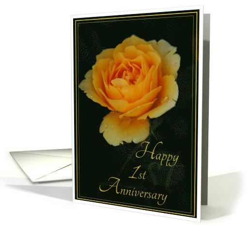 Happy 1st Anniversary with Pretty Yellow Rose card (792379)