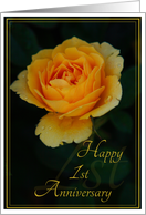 Happy 1st Anniversary with Pretty Yellow Rose card