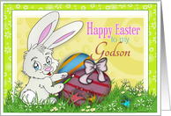 Happy Easter to My Godson with a Bunny Painting Eggs card