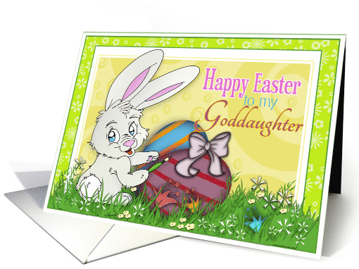 Happy Easter to My Goddaughter with a Bunny Painting Eggs card