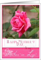 Happy Mothers Day to my Mother in Law with pink rose card