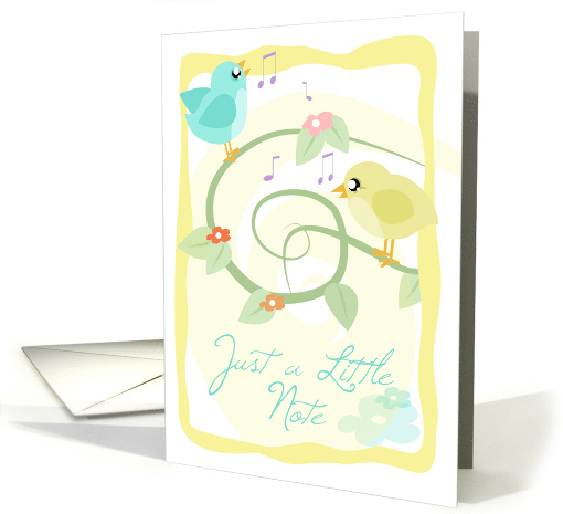 Just a Little Note Thinking of You Musical Birdies Illustration card