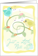 Just a Little Note Thinking of You Musical Birdies Illustration card