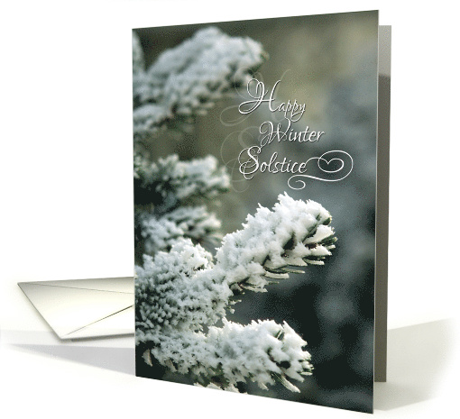 Happy Winter Solstice with Snow on Pine Photo card (834482)