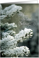 Happy Winter Solstice with Snow on Pine Photo card