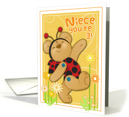 Ladybug Bear- Niece 3rd Birthday card (835088)