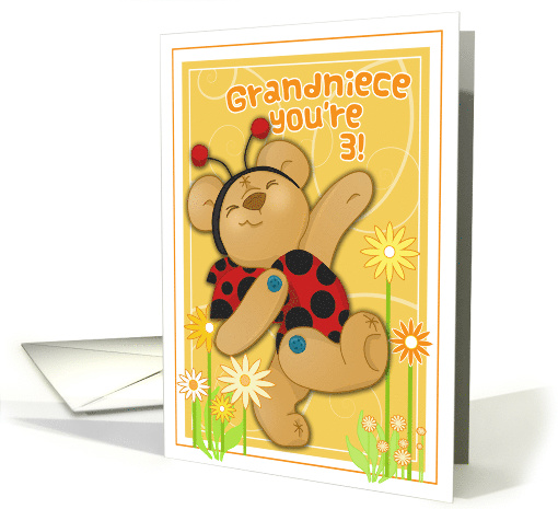 Ladybug Bear for Grandniece 3rd Birthday card (835089)