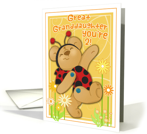 Ladybug Bear for Great Granddaughter 2nd Birthday card (835092)