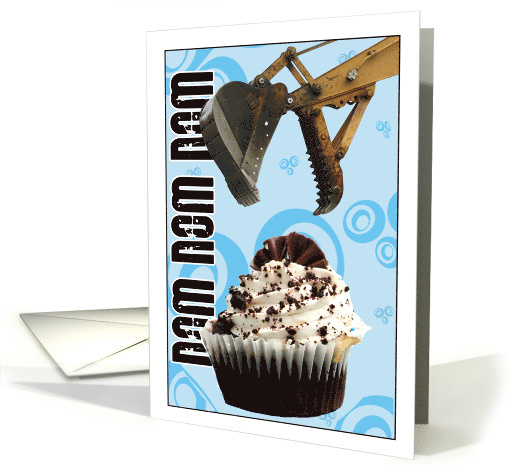 Cupcake and Backhoe Grapple Birthday Party Invite card (837917)