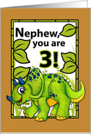 Nephew 3rd Birthday with Dinosaur Card