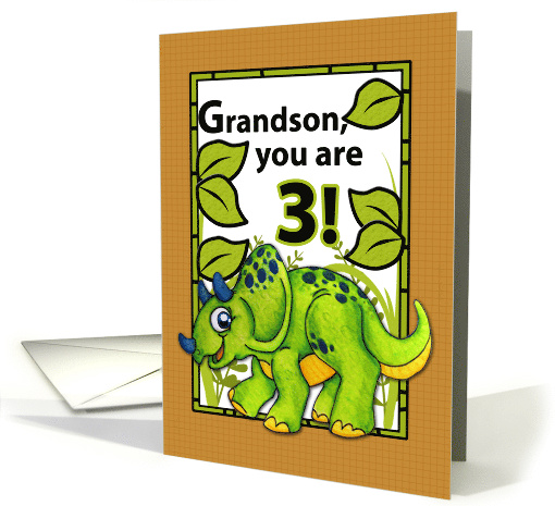 Grandson 3rd Birthday Dinosaur card (838615)