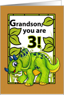 Grandson 3rd Birthday Dinosaur Card