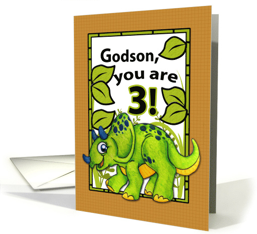 Godson 3rd Birthday Dinosaur card (838619)