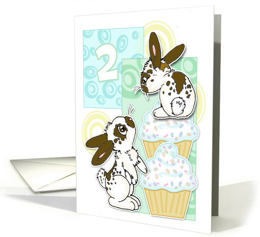 2nd Birthday-Bunny and Cupcakes- Blue card (845881)