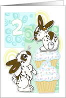 2nd Birthday-Bunny and Cupcakes- Blue card
