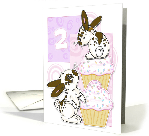 Happy 2nd Birthday Bunny and Pink Cupcakes card (845974)