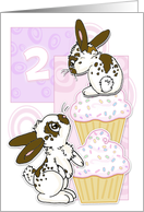 Happy 2nd Birthday Bunny and Pink Cupcakes card
